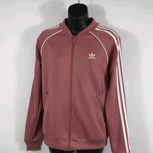 Adidas pink long sleeve zipper poly blend